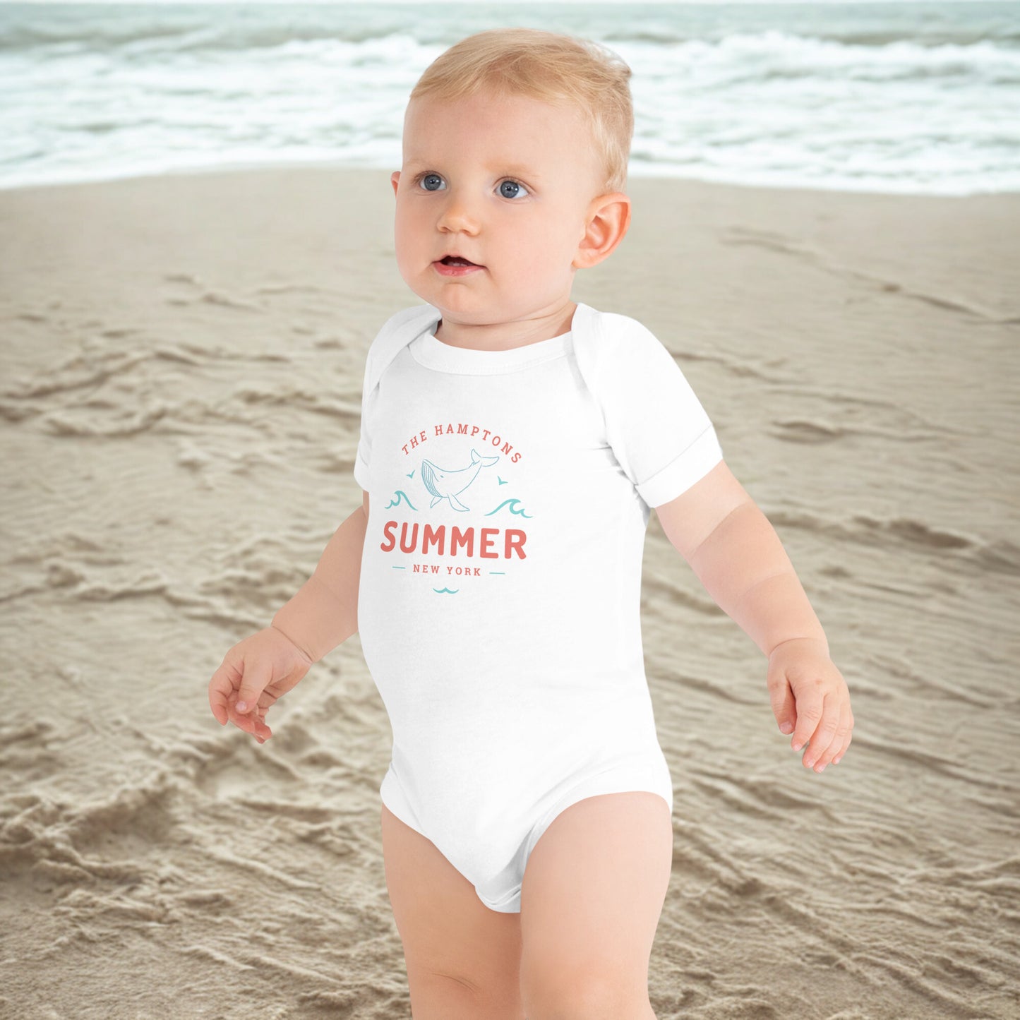 Hamptons NY Baby Onesie – Coastal Summer Style for Your Little One - Baby Short Sleeve One Piece