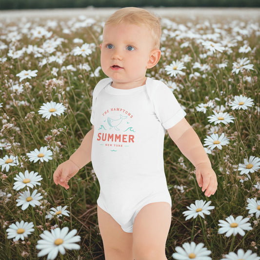 Hamptons NY Baby Onesie – Coastal Summer Style for Your Little One - Baby Short Sleeve One Piece