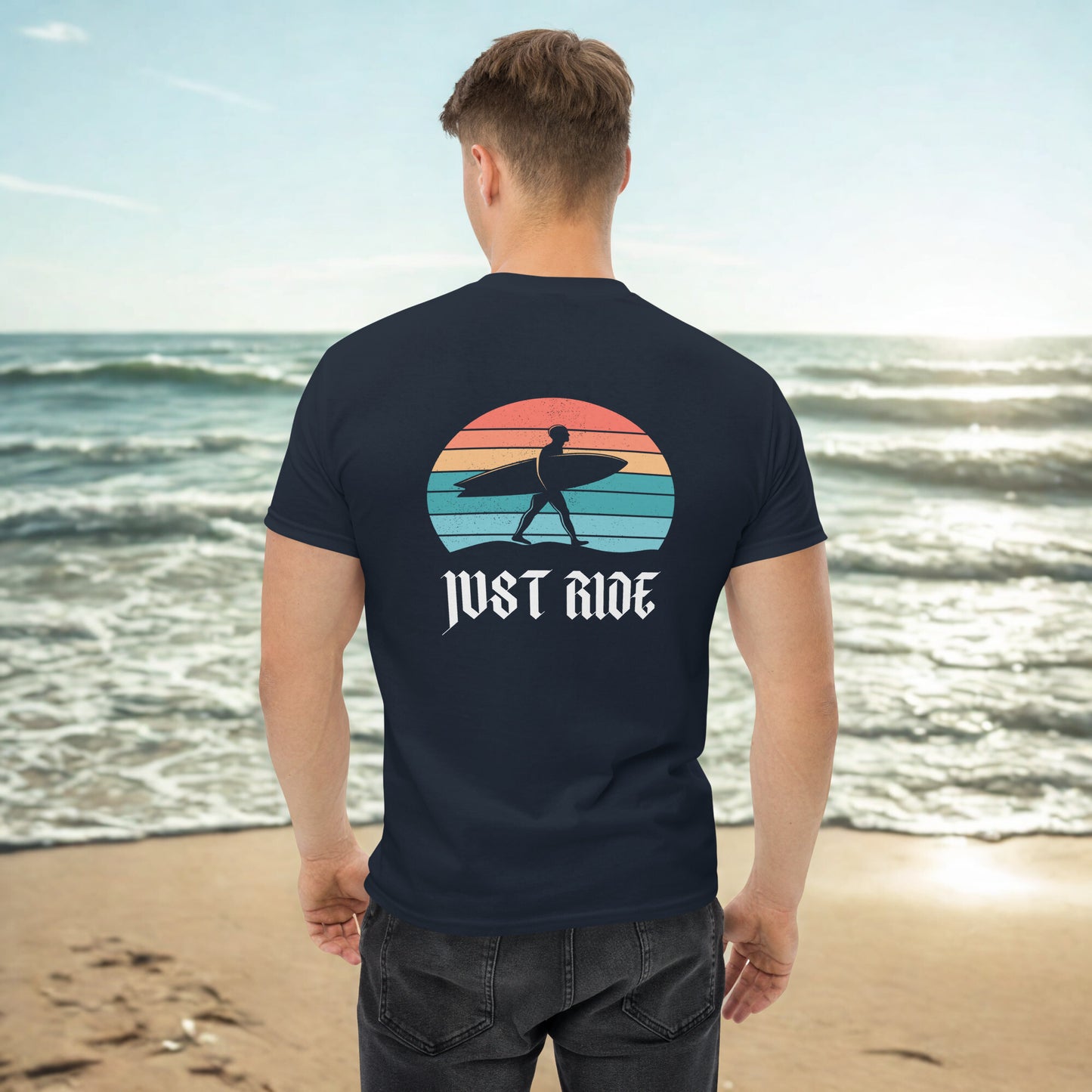Just Ride Surf T-Shirt – Vintage Surf Graphic Tee | 100% Cotton Unisex Shirt