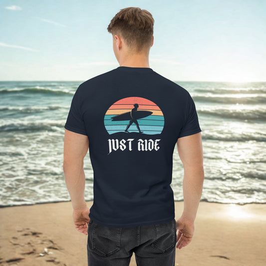 Just Ride Surf T-Shirt – Vintage Surf Graphic Tee | 100% Cotton Unisex Shirt